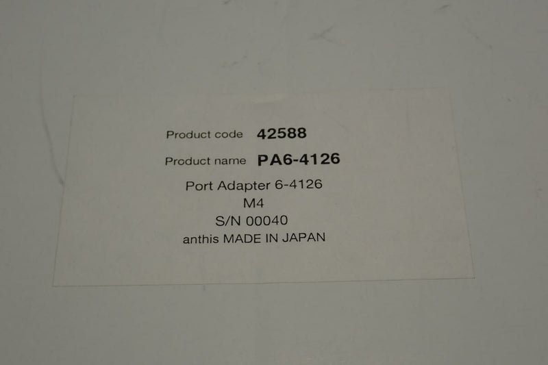 未使用品【アンティス / Anthis】ポートアダプター PA6-4126 #42588 M4ハウジング-M6ポート